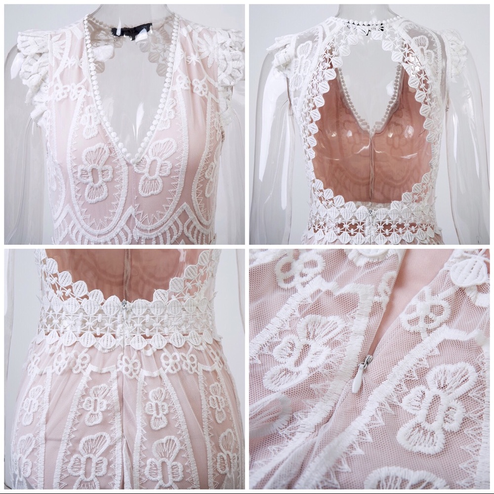 Breathtaking sheer lace open back dress w bodysuit - Picture 5 of 7